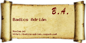 Badics Adrián névjegykártya