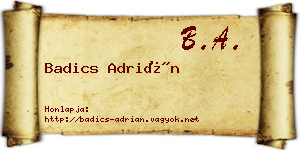 Badics Adrián névjegykártya